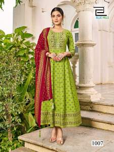 Dernière tenue de créateur, vêtements ethniques à la demande de style moderne, robe en rayonne lourde avec broderie, fourniture dans le monde entier - Product Image 5