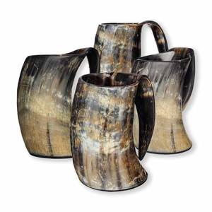 High Quality Highly Polished Handcrafted Viking Carving Ceramic Drinking Horn <b>Mug</b> Natural Horn India for Wine & <b>Beer</b> - Product Image 4