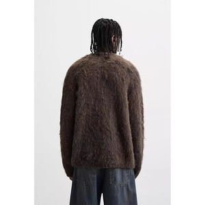 Pull en mohair pour homme de qualité supérieure, douillet et moelleux, tricoté à la main, couleur et logo personnalisables, haute qualité - Product Image 4