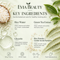 Nettoyant Visage Crème au Riz Mochi OEM ODM Marque Privée, Thé Vert et Eau de Riz, Gommage Doux Hydratant Nettoyage en Profondeur 120g