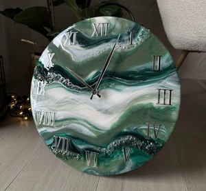 Horloge murale en résine époxy de style nautique, pour le bureau ou la maison, cadeaux personnalisés, modèle fait main en Inde - Product Image 5