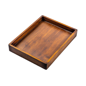 Plateau de service de restauration rapide en bambou rectangulaire de luxe avec poignée plat en bois naturel pour le service de fête - Product Image 5