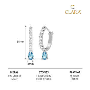 Pendientes de Aro CLARA Bali en Plata de Ley 925 con Cristal Azul Cielo, Elegantes y con Estilo - Product Image 6