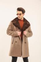 Parka d'hiver pour homme en peau de mouton noire de qualité supérieure, fabriquée en Turquie, respirante, rembourrée de coton épais, col en V, logo personnalisé, lavable