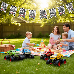 T-shirt coordinata per la festa di compleanno della famiglia Papa Retro Monster Truck, T-shirt per la festa di compleanno della famiglia in stile retrò - Product Image 3