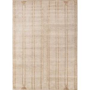 Alfombra de Lana Anudada a Mano Jaipur Rugs ZA LCA-1510 Thyme Gold con Patrón Geométrico para Sala de Estar y Decoración del Hogar - Product Image 1
