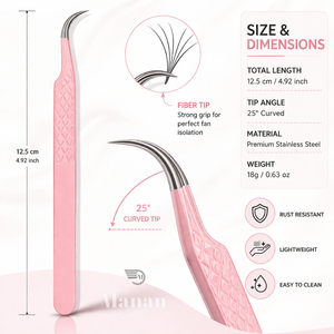 Professional Lash Tweezers Curved Tip Eyelash <b>Extension</b> Tweezer Fiber Tip Grip Stainless Steel Anti Slip Volume Fan Tool - Product Image 4