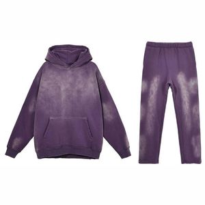 Ensemble de survêtement pour homme respirant à capuche, écologique, 100% coton molletonné, streetwear, 500 GSM, ensemble d'hiver pour homme, délavé à l'acide - Product Image 1