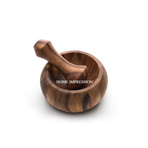 Wooden Mortar Pestle Customized Size Available In Low Price Mortar for Kitchen Smasher Spices <b>Herbs</b> Ginger Garlic Crusher - Product Image 2