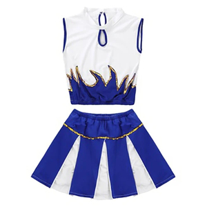 Conjunto de Dos Piezas para Animadora, Top sin Mangas con Cuello Redondo y Falda Plisada, Color Azul y Blanco, Uniforme Deportivo para Primavera/Verano - Product Image 2