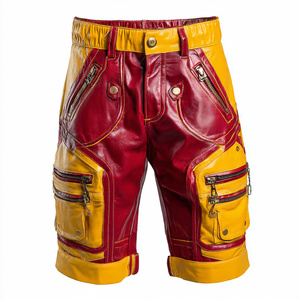 <b>White</b> Black Leather <b>Shorts</b> <b>Men's</b> Baggy PU Leather <b>Shorts</b> <b>Men</b> Winter Street Outerwear Leather <b>Shorts</b> <b>Mens</b> - Product Image 5