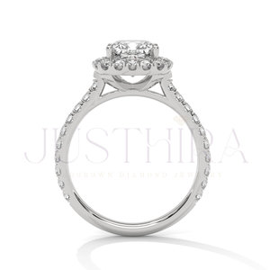 Elongated Cushion D color VVS1 Clarity Cut Moissanite Premium Diamond Solitaire Hidden Halo Engagement Ring Gift For Her - Product Image 6