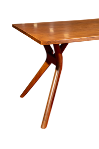 Hiện đại tro gỗ Bảng với Pierre ghế Walnut da đệm ghế & mây trở lại cho nhà khách sạn hoặc biệt thự ăn uống - Product Image 3
