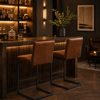 Tabouret de bar commercial moderne en métal |   Îlot de cuisine industriel de luxe avec sièges |   Chaise artisanale vintage marron couleur personnalisée, garantie 2 ans