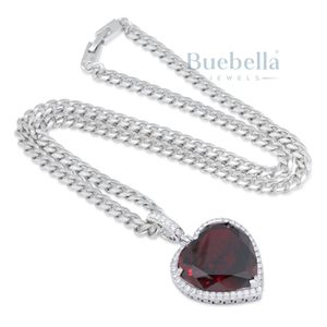 Personalizado de alta calidad de plata esterlina rojo corazón collar mujeres moda Hip Hop estilo chapado en oro Moissanite piedra colgante encantos - Product Image 6
