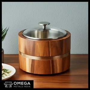 Base de madera de lujo y cazuela de diseño martillado Juego de ollas calientes de alta calidad para el hogar y la cocina - Product Image 5