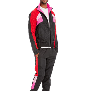 Ensemble survêtement 2 pièces pour homme, veste coupe-vent et pantalon, couleur contrastée, léger, fermeture éclair, 100% coton, respirant et séchage rapide - Product Image 2