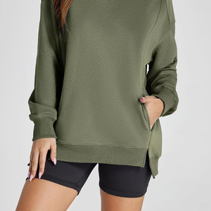 Mujeres Streetwear transpirable ecológico bordado Logo cuello redondo sudadera Yoga gimnasio entrenamiento sudadera - Product Image 6