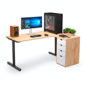 L-shaped Wooden Computer <b>Desk</b> with MDF Surface Adjustable Height <b>Extendable</b> Legs for Home Office or Office Use - Product Image 1