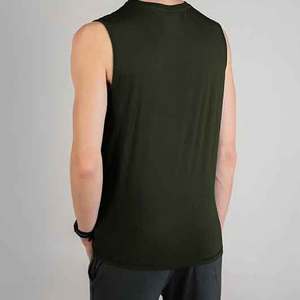 Camisetas sin mangas de entrenamiento verde oscuro para hombre, ropa activa de culturismo de verano, ropa de gimnasio lisa sin mangas, estilo de camiseta - Product Image 2