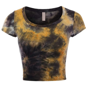Camisetas Tie Dye para Mujer, Hechas a Medida, de Uso Casual, Tejido de Punto de Alta Calidad, Transpirables, Anti-Pilling, Anti-Arrugas, Venta Caliente - Product Image 1