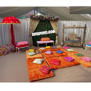 Punjabi Sangeet งานแต่งงานผู้หญิง Sangeet การตกแต่งเวทีงานแต่งงานสุดพิเศษมีฟังก์ชั่นเวทีที่น่าสนใจงานแต่งงาน jaggo การตั้งค่าคืน - Product Image 1