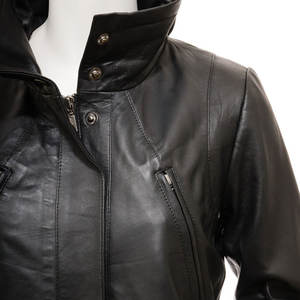 Chaqueta de Cuero para Mujer, Diseño 2025, Alta Calidad, Curtida, Otoñal, Moderna, Manga Larga, Impermeable y Cortavientos - Product Image 3