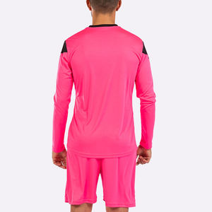 Uniforme de fútbol de poliéster 100% con mangas completas rosa, ropa de equipo de alta calidad, conjuntos de corte automatizado, incluye logotipo personalizado, servicio OEM - Product Image 4