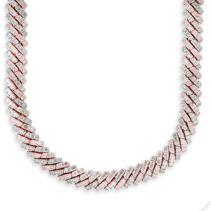 Cadena de eslabones cubanos de moissanita personalizada de lujo en plata de ley 925, varios tonos, chapado en oro, forma de Esmeralda, diamante para Unisex - Product Image 1