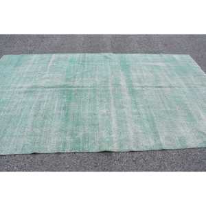 Alfombra Turca de 5.5x10.1 pies, Alfombra Grande Vintage, Alfombra Abstracta Verde y Blanca - Product Image 3
