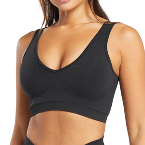 เสื้อชั้นในกีฬาแบบเรียบง่าย แห้งเร็ว เป็นมิตรกับสิ่งแวดล้อม ไร้ตะเข็บ นุ่ม ยืดหยุ่น สวมใส่สบาย รองรับการออกกำลังกาย โยคะ ฟิตเนส ยิม ด้านหน้า - Product Image 1