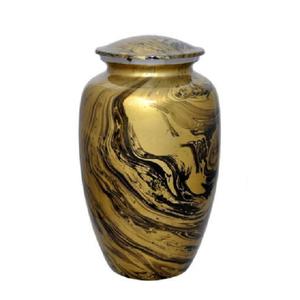 Urnas de cremación impresas de latón con esmalte dorado y negro para urna de cenizas humanas, urnas de suministros funerarios con patrón grabado hecho a mano - Product Image 1