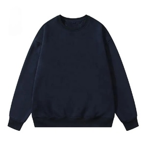 Sweat-shirts à col rond pour hommes, coupe oversize et régulière, avec logo personnalisé, légèrement raccourcis, style streetwear, en coton éponge non tissé, couleur unie, pour l'hiver - Product Image 4