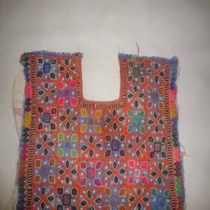 Vintage Baloch Tribal Banjara Neck Yoke Embroidery Mirror Work Applique Patch Sewing Dresses Women Latest Cotton Fabric Free! - Product Image 2