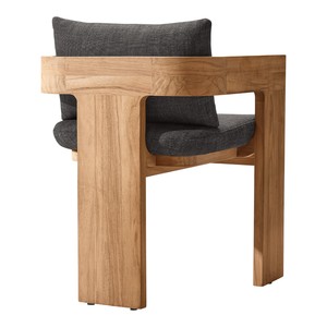 Fauteuil de jardin en teck moderne de luxe avec coussins imperméables, design nordique, chaise longue de patio pour villa, hôtel, complexe hôtelier - Product Image 4