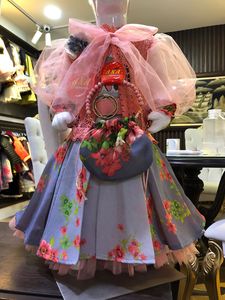 Vestido de Fiesta de Algodón Estampado Verde/Rosa para Niña, Diseño Floral, Sin Mangas, Vestido de Gala, Bolsa de Satén, Primavera - Product Image 6