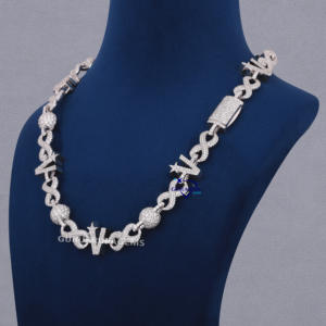 สร้อยคอเส้นใหญ่สุดหรูสร้อยคอ925เงินสเตอร์ลิงประดับเพชรและลูกบอลสำหรับเครื่องประดับฮิปฮอปอินเทรนด์ - Product Image 3