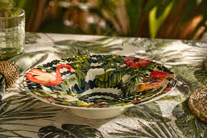 Set di 6 Ciotole per Pasta in Ceramica con Stampa Digitale, Motivo Tropicale Multicolore con Palme Esotiche, Stile Chic Tropicale di Excelsa - Product Image 6