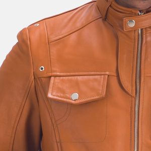 Blouson d'hiver en cuir pleine fleur de haute qualité, imperméable, respirant, éco-responsable, style motard - Product Image 4