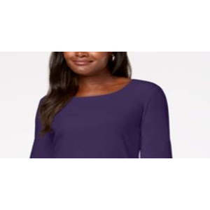 Top casual da donna in cotone con scollo rotondo di Karen Scott, viola, taglia piccola - Product Image 2