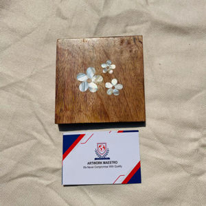 Posavasos de madera con diseño floral en concha marina de nácar - el más vendido aquí - Product Image 1