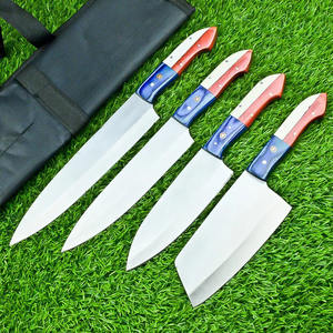 Ensemble de couteaux de cuisine 5 pièces faits à la main Lame en acier inoxydable D2 Utilitaire Tranchage Cleave Filet Paring Manche en os de bois - Product Image 2