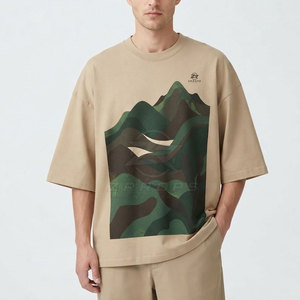 เสื้อยืดโอเวอร์ไซส์ผู้ชายสไตล์คลาสสิก ทรงหลวมสบาย แฟชั่นทันสมัย เนื้อผ้านุ่ม ระบายอากาศได้ดี ผ้าฝ้าย 100% พิมพ์ลาย สวมใส่สบายตลอดวัน - Product Image 3