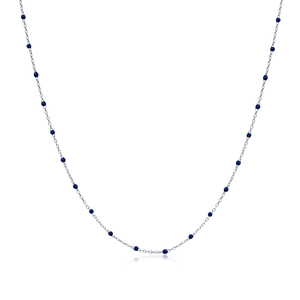 Collier chaîne en argent sterling 925 turc fait main, plaqué or et rhodium, avec design émaillé bleu foncé, vente en gros - Product Image 4