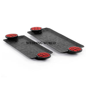 Juego de dos bandejas de chocolate de metal con acabado dorado, vajilla con forma de rectángulo, plato de chocolate, superventas, bandeja de chocolate nueva de lujo - Product Image 2