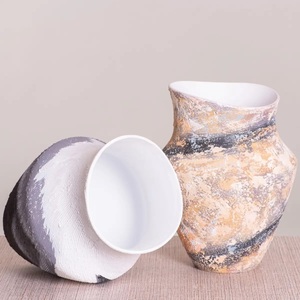 Lindo jarrón de cerámica blanca indio hecho a mano florero de cerámica decoración del hogar Oficina y Hotel diseño moderno elegante cerámica Wh - Product Image 3