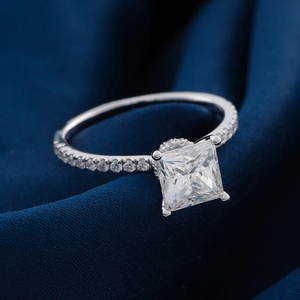 Último anillo de compromiso de diamante cultivado en laboratorio de corte princesa de oro de 14K, alianzas de boda de joyería fina para mujer, nuevo diseño - Product Image 5