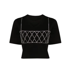 T-shirt en strass coupe ample pour femmes de haute qualité T-shirt en strass confortable et écologique à prix abordable - Product Image 2