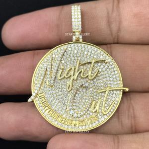 Pendentif unisexe hip-hop en argent sterling avec logo personnalisé, moissanite VVS, coupe ronde brillante - Product Image 2