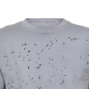 T-shirt 100% coton en vente chaude, de haute qualité, léger, surdimensionné, avec impression personnalisée délavée, respirant, imprimé à l'écran - Product Image 2